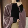 Cardigã de malha feminino transfronteiriço, peça de outer wear de caimento solto, suéter de ombro, xale, capa, versátil, uma peça