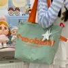 Bolso de lona de estilo coreano con diseño de dopamina para niñas, bolso tote de gran capacidad con cordón, bolso de hombro ligero para el día a día