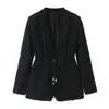 Comercio Exterior Ropa de Mujer 2025 Otoño Estilo Europeo y Americano Traje Chaqueta con Corte de Encaje + Traje de Pantalón de Encaje Mujer C525056