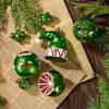 Nuevas decoraciones colgantes de árbol de Navidad transfronterizas, bolas de Navidad pintadas de rojo y verde, juego de colgantes decorativos de bola con forma especial electrochapada