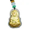 Explosiones colgante de jade incrustado de oro completo jade Hetian Guanyin Buda Buda Maitreya collar para hombres y mujeres parejas Buda ventas directas de fábrica