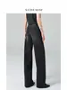 Jeans femininos cool preto e cinza/cintura alta, calças largas retas que emagrecem, 26 outono novo estilo de trabalho que emagrece
