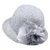 Chapéu de Lã com Flor de Pena Novo Outono e Inverno Feminino Britânico Vintage Casual Chapéu de Pescador Moda Malha Pequena Aba Chapéu Bacia