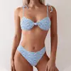 Bikini de Encaje Floral con Cordones de Dos Piezas para Mujer 2026 Nuevo Estilo de Tres Puntos Traje de Baño Bikini para Playa Spa