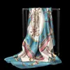 Lenço de Seda Estampado Sade Feminino Primavera e Outono Novo Lenço Quadrado Versátil Elegante Proteção Solar Xale de Seda Turbante