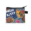 Bolsa de Dibujos Animados Cuero Negro Cartera para Monedas Hello Kitty Moda Infantil Portatarjetas Estudiantes de Primaria Linda Bolsa de Cosméticos Marrón