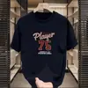 Atacado Exportador Fabricante Camiseta de Verão Simples Confortável Jovem Estampa de Urso Americano Manga Três Quartos Gola Redonda