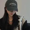 Gorra de Béisbol Gris Vintage para Mujer, Estilo Americano de Verano, Lavada, Circunferencia de Cabeza Grande, Moderna, Versátil, Gorra de Pato Adelgazante