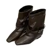 Nuevas botas cortas de moda para motociclista con punta cuadrada y tacón grueso, botas cortas retro 2026 adelgazantes para mujer con hebilla de cinturón