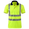Camisa Polo Europeia Transfronteiriça de Manga Longa e Curta com Listra Refletiva, Feita Sob Medida para Saneamento ao Ar Livre, Construção de Estradas e Vestuário de Segurança