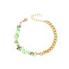 Vacaciones de Verano Europeas y Americanas Color Irregular Concha Natural Acero Inoxidable Dorado Pulsera Doble para Mano Pulsera para Mujer