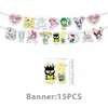 Conjunto de decoração de mesa para festa de aniversário com tema Sanrio transfronteiriço com pratos de papel, guardanapos de papel e toalha de mesa Hello Kitty
