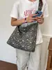 Bolso de hombro casual estilo coreano con estampado de leopardo, diseño de nicho, bolso de gran capacidad para el trabajo, bolso tote casual con patrón de estrellas vintage para mujer
