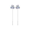 Brincos de Linha de Borla Trevo Azul Longos com Flor Incrustada de Diamantes Corrente de Orelha Emagrecimento de Rosto Redondo Fada Elegante Íris