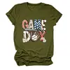 Amazon eBay sitio independiente moda casual para mujer día de partido guante de béisbol camiseta de manga corta con cuello redondo