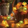 Lâmpada de Fio de Cobre para Halloween com Abóbora, Pinha e Folha de Bordo - Lâmpada Decorativa de Ação de Graças - Lâmpada de Atmosfera para o Festival dos Fantasmas - Luz Noturna