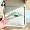 Anillo de Ágata Calcedonia Natural Color Pavo Real, Anillo de Calcedonia Roja y Verde de Jade Multicolor para Mujer, Regalo para Mejor Amiga