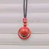 Anillo de Arena Dorada Púrpura y Cinabrio de Contenido Alto y Bajo Natural, Colgante de Cuenta Redonda, Collar con Anillo, Colgante Estilo Pareja, Estilo Moderno para Hombres y Mujeres