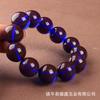 Âmbar azul cera de abelha Pulseira violeta cor clara mudando 18 20mm círculo único contas redondas 108 contas de Buda atacado