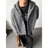 Jaqueta Cardigan Cleanfit Masculina Outono Inverno Marca Tendência Estilo Solto Preguiçoso Malha com Capuz