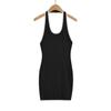 2539-25 Nuevo Estilo de Verano Estilo Europeo y Americano Sexy Sexy Espalda Descubierta Bloques de Color Cuello Halter Ceñido a la Cadera Vestido Falda Corta