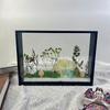 Moldura de Exibição de Paisagem Transparente Tridimensional Oca de 4cm Lado Duplo DIY Flor Seca Imortal Porta-Retrato Mesa Lego Bubble Mart