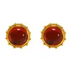 Pendientes Retro Redondos de Alta Gama con Piedras Artificiales Cepilladas, Estilo Antiguo No Descolorables Chapados en Oro Real Pendientes de Nicho Pendientes