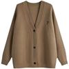 Cardigan de Tricô Kaning com Letras Estilo Britânico para Mulheres Outono 2026 Novo Estilo Coreano Jaqueta Suéter Solta Tendência