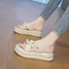 Sandalias de Verano para Mujer para Exteriores 2026 Nuevo Estilo de Hada con Falda Sandalias de Playa de Suela Gruesa Zapatillas Slip-On de Moda Perezosa