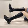 Botas Altas para Mujer, No Más Altas que la Rodilla, Nuevas Botas de Chimenea de Celebridad de Internet 2025, Botas de Caballero con Cremallera de Suela Gruesa y Suela Plana, Botas de Montar