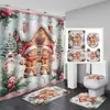 Cortina de ducha con estampado de hombre de jengibre estilo Navidad, impermeable, a prueba de moho, divisor de baño, cortina colgante, poliéster, comercio exterior transfronterizo