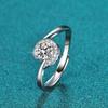 Anel de Braço Simples em Prata S925 com Moissanita Banhado em Pt950 Anel de Casamento Anel de Diamante Falso Venda Direta da Fábrica Estilo Leve de Luxo