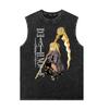Camiseta de verano sin mangas con estampado de batik lavado antiguo retro de animación de dibujos animados periféricos de Death Note