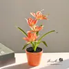 Orquídea de Llama Simulada Bonsái Pequeño Decoración de Interiores para el Hogar Adornos Pequeños Fotografía Flores Artificiales Falsas Flores de Boda Plantas Verdes Artificiales