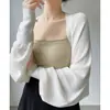 Cárdigan Corto Estilo Francés con Mangas Murciélago, Tejido de Seda Helada, Chal Delgado de Verano, Cubre Ropa para Aire Acondicionado, Ropa Exterior con Protección Solar para Mujer