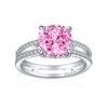 Anillo nuevo de plata de ley 925 Tonglin transfronterizo para mujer 3.5ct Corte Flor de Hielo forma de almohada cuadrado grueso corte fuegos artificiales anillo de mujer