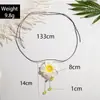 Cadena de Cuello Fresca de Orquídea Mariposa Transfronteriza Europea y Americana con Cordón Personalizado Collar Largo Grande de Flor Collar para Mujeres