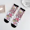 Calcetines de Dibujos Animados Estilo Japonés para Mujer, Algodón Peinado con Lindas Ilustraciones de Anime, Calcetines de Tubo Medio para Mujer, Estilo Universitario, Calcetines Largos de Moda al por Mayor