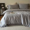 Conjunto de Lençol de Seda Gelada Lanjing Tencel Cor Sólida Simples de 4 Peças para Dormir Fresco no Verão Capa de Edredom de Seda