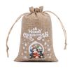 Bolsa de lino navideña, traje, paquete de regalo de dulces navideños, bolsillo con cordón, bolsa de tela pequeña