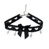 Estilo Dulce y Fresco Encaje Hueco Corazón Lazo Gargantilla Collar Cadena para Clavícula Personalizable