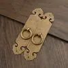 Manija de Barra Recta de Cobre Puro Imitación Antigua Estilo Chino para Puerta de Armario Cajón Gabinete, Tirador de Anillo Patrón Murciélago y Nube de Agujero Único