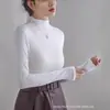 Camiseta Básica de Canalé de Cuello Alto a Media Altura de Moda para Mujer, Estilo Coreano, Camiseta Térmica de Alta Gama para Otoño