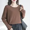 Suéter Tricot Casual, Delicado e Amigo da Pele para Mulheres 2025 Primavera & Outono Novo Estilo Popular Deste Ano Solto Tamanho Grande Camiseta de Base Top
