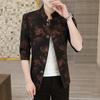 Traje Nuevo Pequeño de Verano 2021 para Hombre Ajustado de Manga Corta Siete Mangas Traje para Hombre Chaqueta de Cuello Vertical de Manga Media Top Delgado