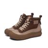 (Los artículos agotados no se pueden reponer) Zapatos de Botín Altos Retro con Bloques de Color, Suela Gruesa, Piel de Vaca de Primera Capa, Estilo Nuevo Otoño e Invierno 2026, Slip-On Versátiles