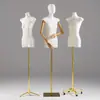 Mannequin Feminino de Meio Corpo com Cobertura de Tecido, Adereço de Exibição com Membros Móveis para Vitrine de Loja de Roupas