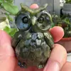 Venta Caliente Transfronteriza Jadeíta Serpentine Natural Búho Cristal Piedra Cruda Tallado de Animal Adorno Mascota de Té de Escritorio Venta al por Mayor