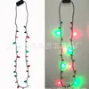 Pingente decorativo de árvore de Natal de plástico de fábrica, colar de Natal com luzes, colar LED de Floco de Neve de Natal do Papai Noel