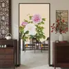 Nueva Cortina de Puerta Estilo Chino para Dormitorio y Sala de Estar, Lino Sintético, Cortina Divisoria de Baño sin Taladro, Cortina de Puerta Oscurecedora para Cocina